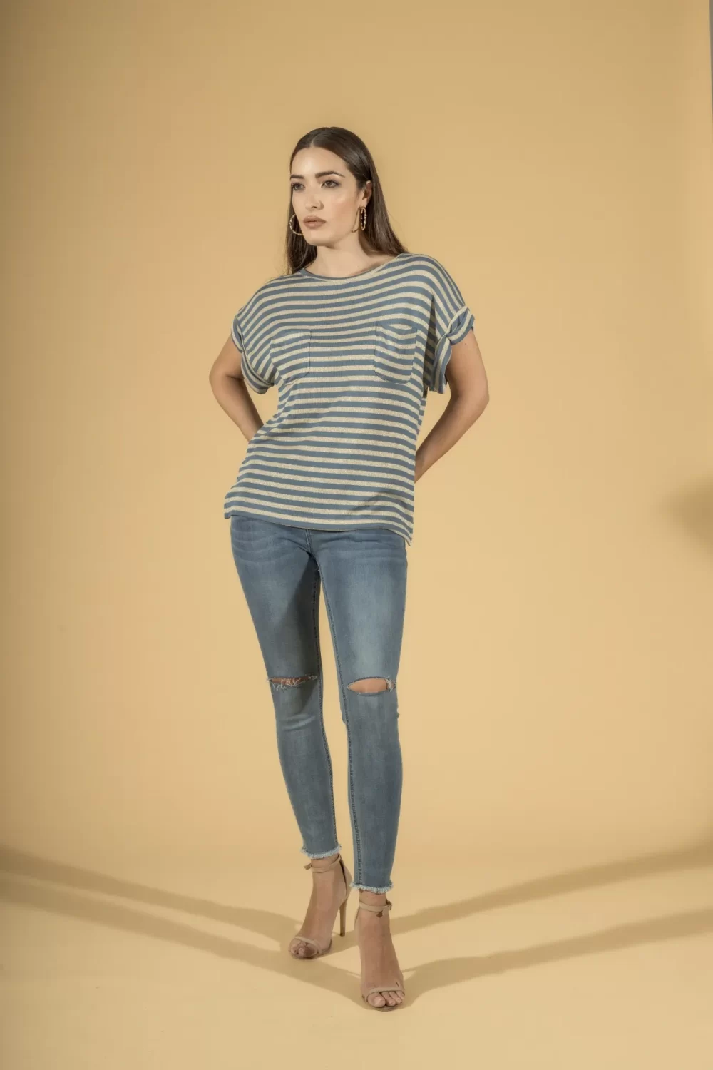 MAGLIA RIGATA MM CON TASCHINI – DGP1304