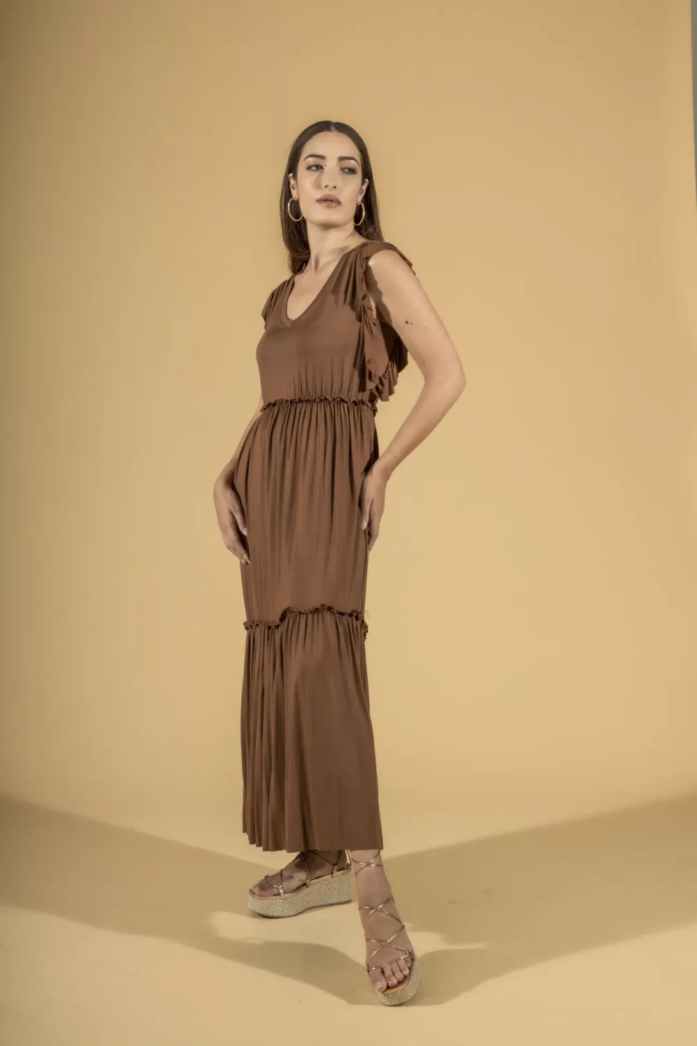 ABITO LUNGO VISCOSA SMANICATO CON ROUGE – DGP1316