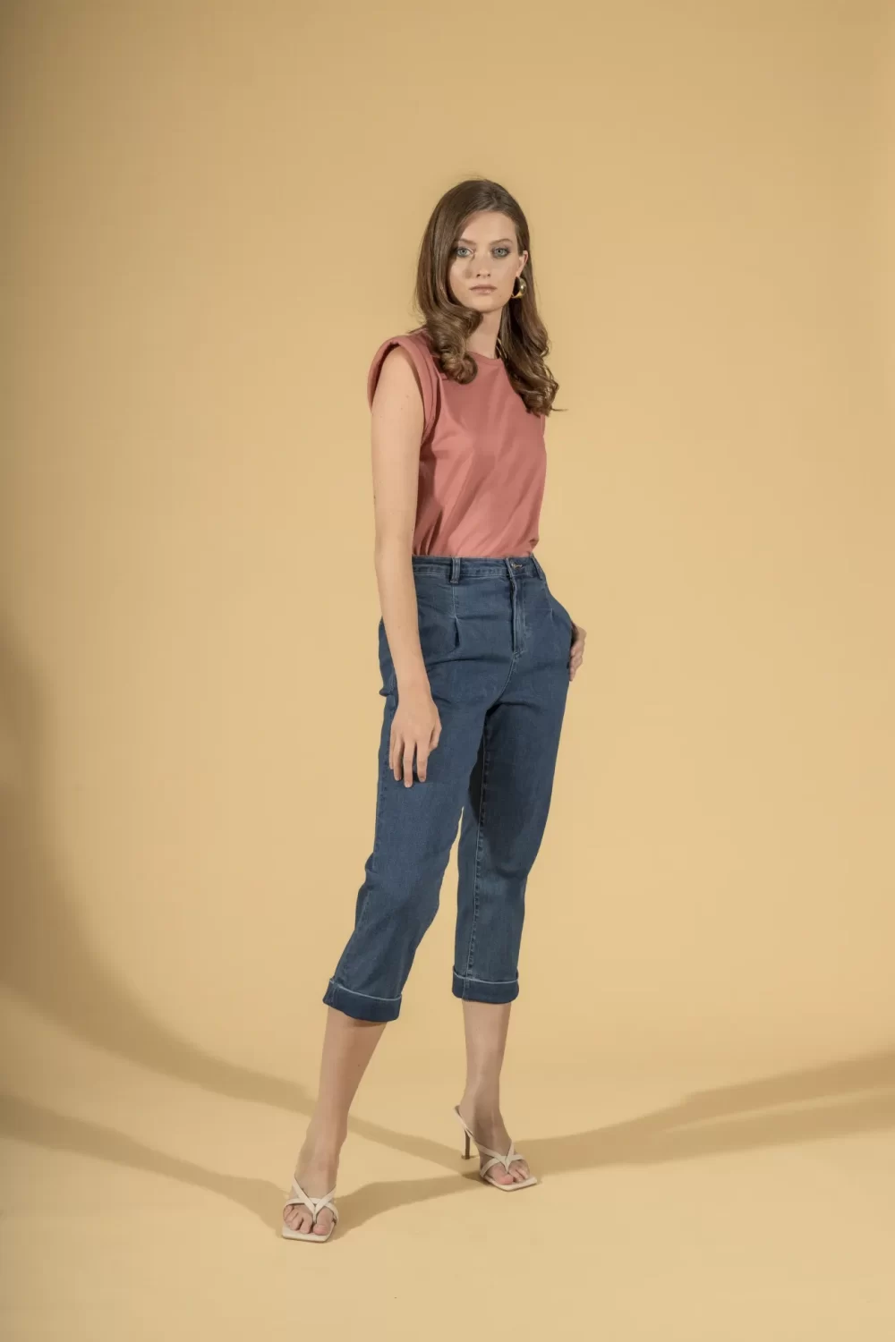 TOP SMANICATO COTONE CON MOVIL – DGP1324