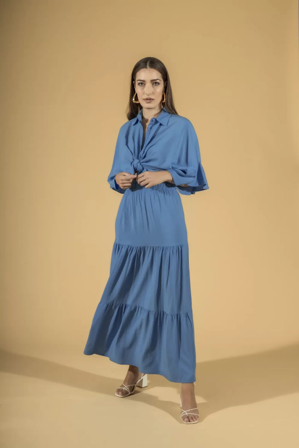 CAMICIA AMPIA CORTA MAN VOLANT VISCOSA/LINO – DGP1421