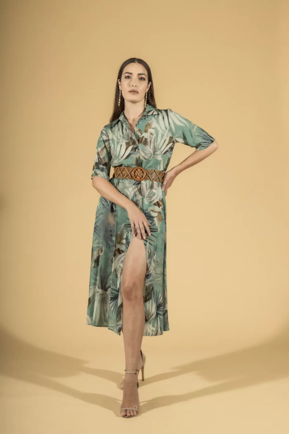 ABITO LUNGO VISCOSA STAMPA PALME – DGP1611