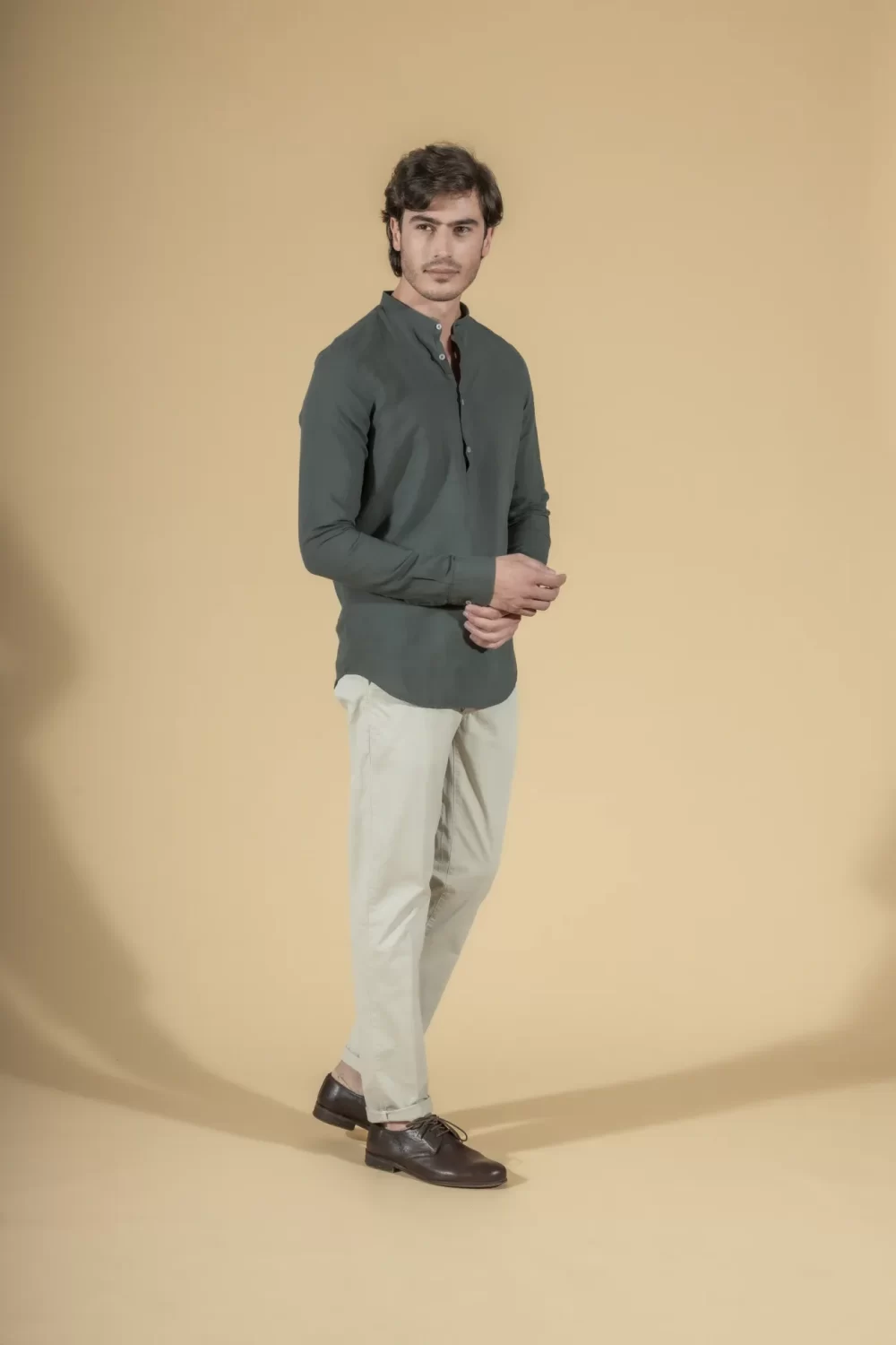 CAMICIA LINO SERAFINO COLLO COREANO – UGP903°