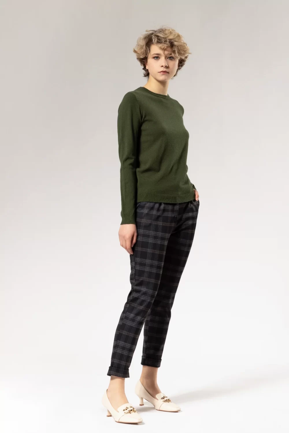 PANTALONE VITA ALTA CON SENCES E ELA VITA QUADRI – DGF2478°