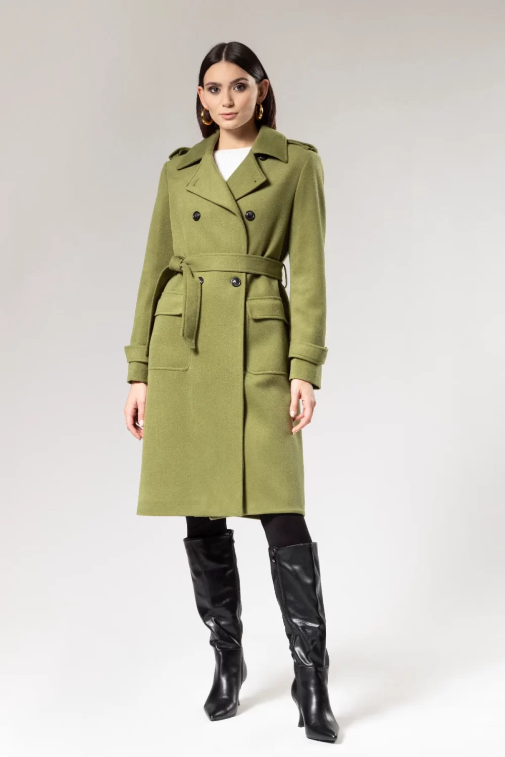 CAPPOTTO LUNGO DOPPIO PETTO CON CINTA – DGF2378°