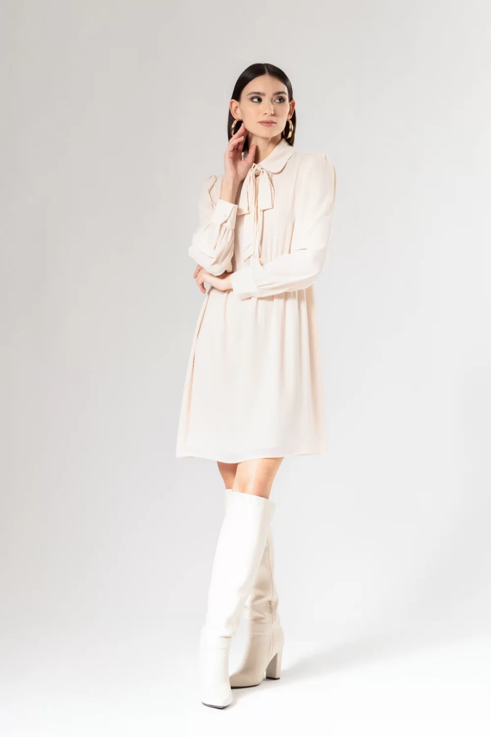 ABITO GEORGETTE ML CON FIOCCO E APPLIC – DGF2715°