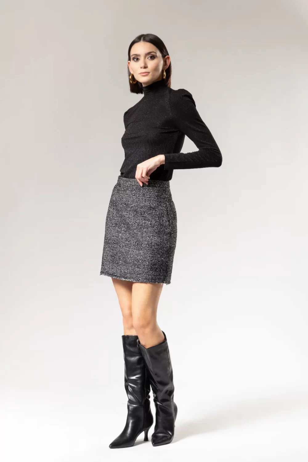 MINIGONNA EFFETTO QUADRI E LAMè – DGF2728°