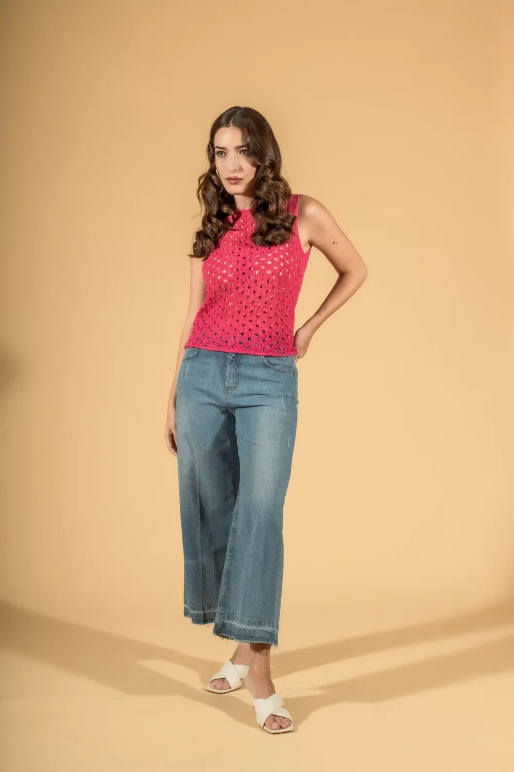 JEANS A PALAZZO CON ABRASIONI – DGP1504°