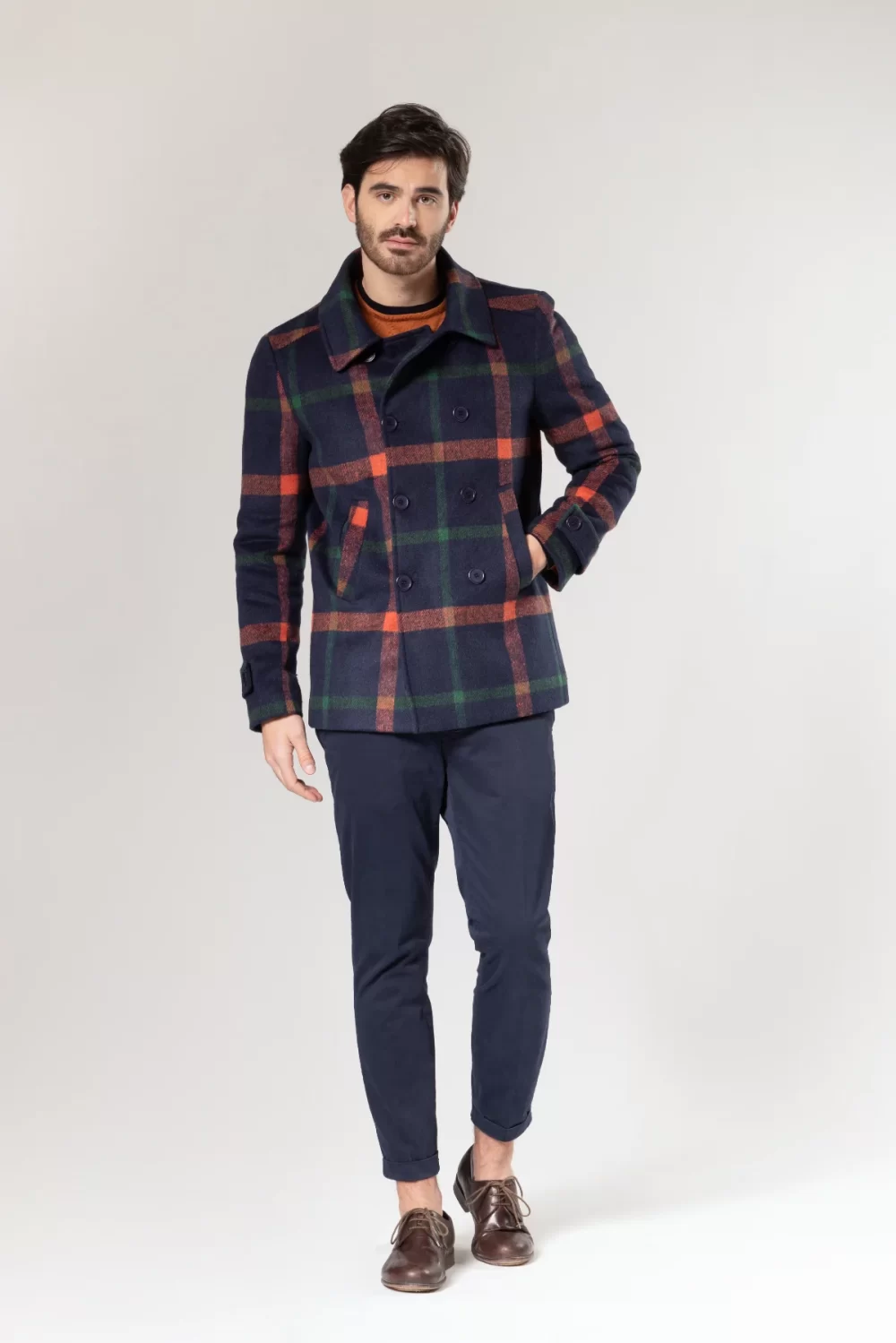 CAPPOTTO DOPPIO PETTO QUADRI – UGF1801°